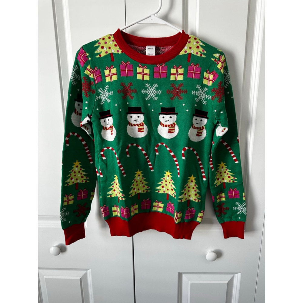 Kids Unbranded Green Red Light-Up Christmas Crew Neck Sweater size 14